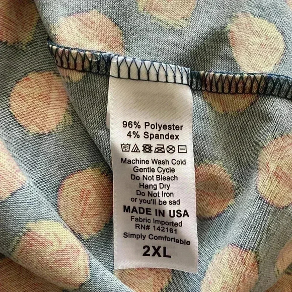 NWT Lularoe Lynnae 2XL Long Sleeve Shirt. Blue With Yellow & Orange Polka Dots - Picture 8 of 8